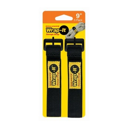 Wrap-It Storage Super-Stretch 1 in. W x 9 in. L Black Stretch Storage Straps 10 lb. 5 pk
